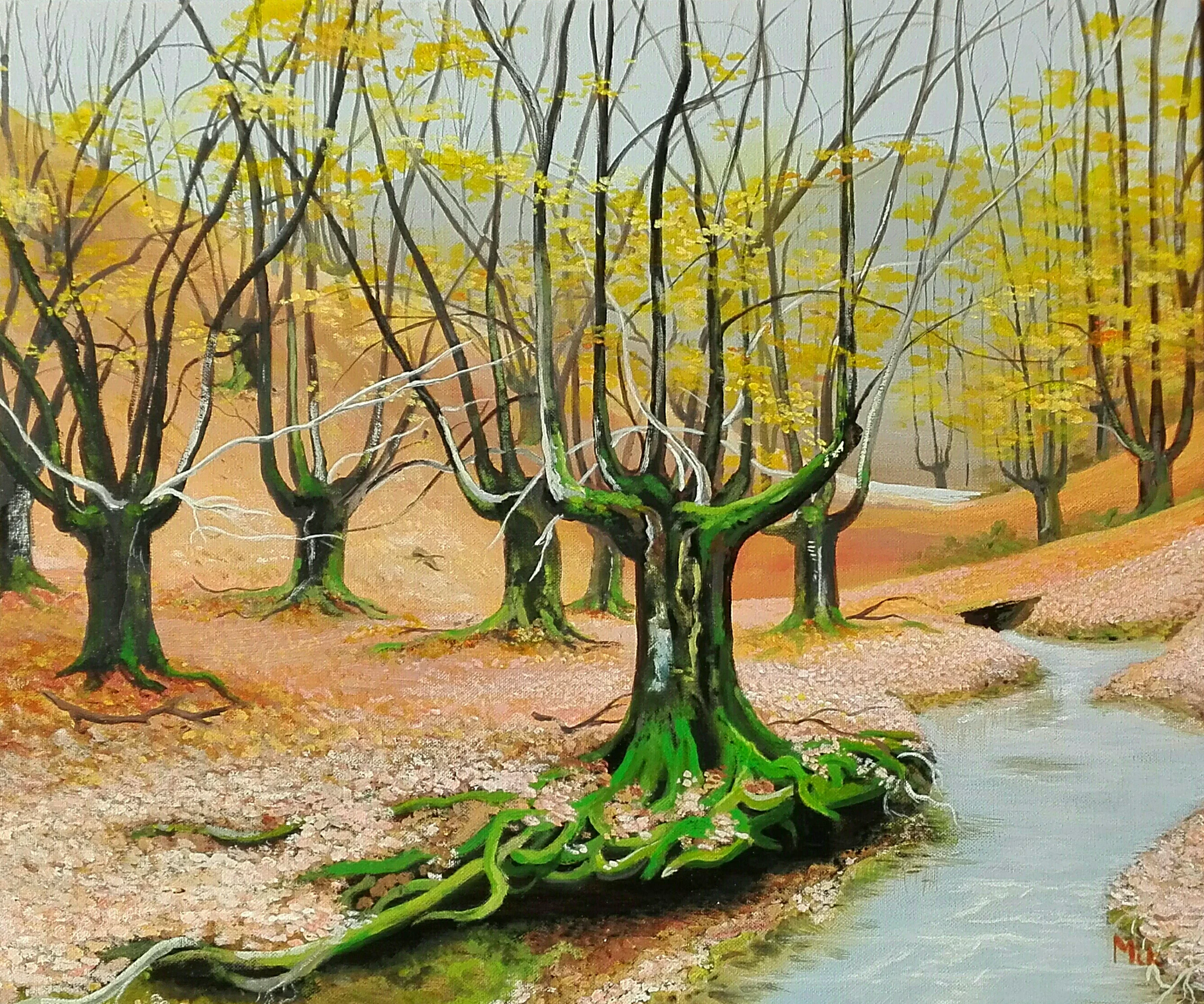 Automne chez les hêtres — œuvre de Mikel Richard